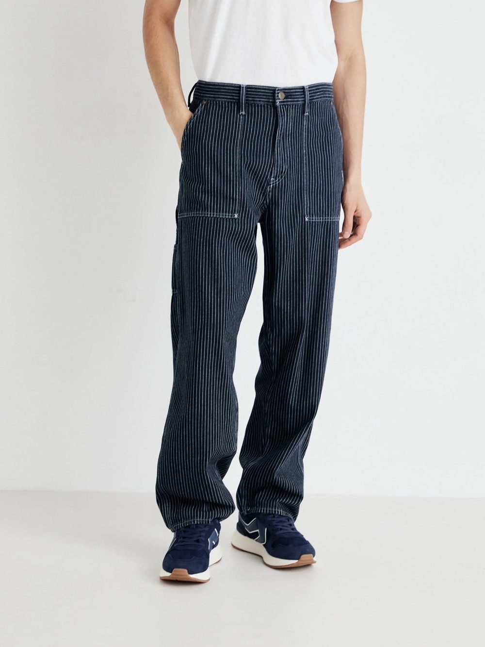 Men's Navy Pinstripe Carpenter Jeans